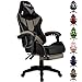 xRace Gaming Stuhl, Bürostuhl, Ergonomischer Pc Stuhl, Gaming Sessel aus Leder mit Lendenwirbelstütze, Verstellbarer Drehbarer, Task Stühle mit Fußstütze und Kopfstütze, Grau