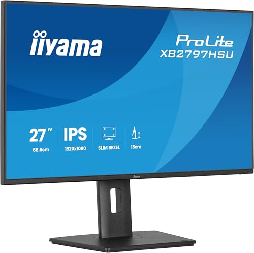 iiyama Prolite XB2797HSU-B1 68,6cm 27' IPS LED-Monitor Full-HD 120Hz HDMI DP USB3.2 USB-C Slim-Line Adaptive Sync Höhenverstellung Pivot Energieeffizienzklasse C schwarz