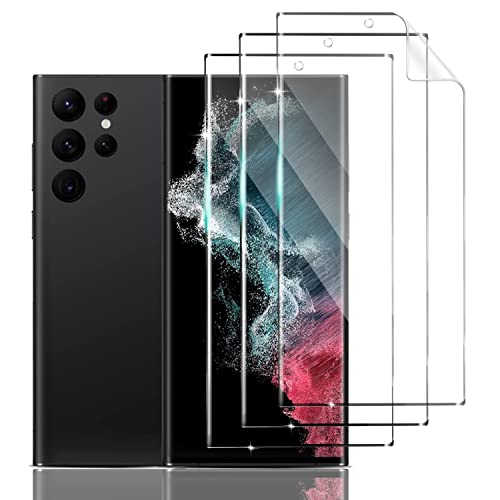 UEEBAI Lot de 3 Films de Protection d'écran pour Samsung Galaxy S22 Ultra 5G [Couverture complète] Film de Anti-Rayures Ultra Fin et Doux de qualité supérieure sans Bulles - HD Transparent Cover