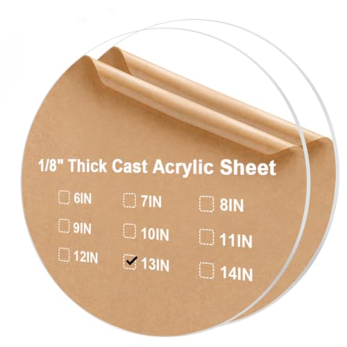 Image of KINLINK 13IN Plexiglass Sheets 1 /8 inch Thick, 3mm Clear Cast Acrylic Sheet, Plastic Board for DIY Project, Craft, Table Top, Round for Cake Discs, Acrylic Sign and Wedding Invitation 2 Pack