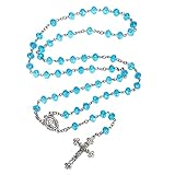 Rosario católico con cuentas de cristal con medalla milagrosa crucifijo rosarios de comunión, M, Zinc, --