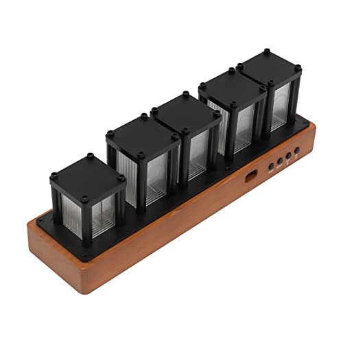 Kensyuint Digital Tube Desk Clock,Wood Rgb Digital Clock,Full-Color Led Digital Clock,Digital Tube Diy Desk Clock,For Living Rooms,Offices, Conference Rooms,Bedrooms Decor (Cherry Wood) #TOP7