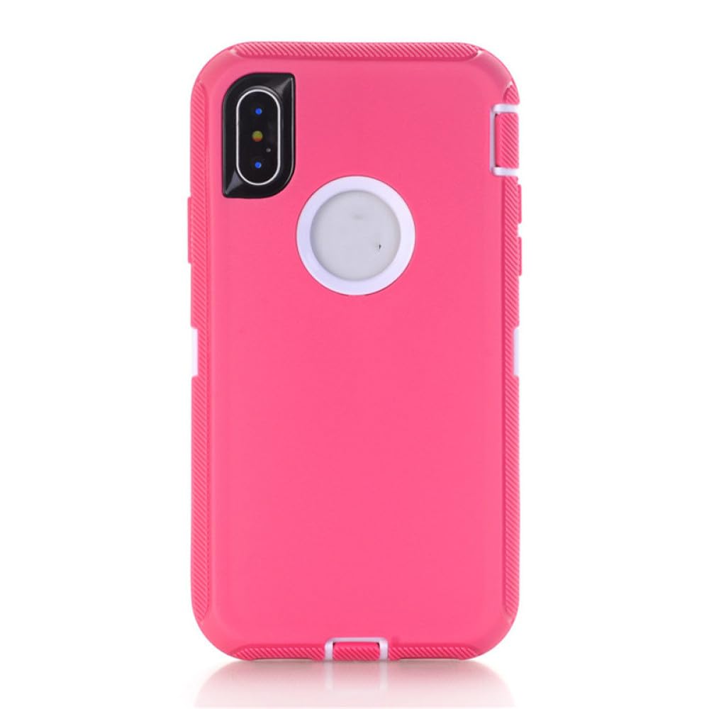 Coque armure iPhone 14 Pro antichoc rose blanc double couche defender - 7