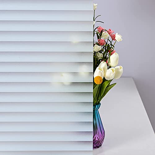Derzgao Blinds Pattern Decorative Window Privacy Film, Anti Uv Removable Privacy Film Windows Glass For Bathroom Home Office Garage Non-Adhesive Self Static Cling (Blinds Pattern 17.5X78.7Inch) #TOP13