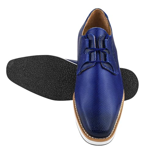 Image of LIBERTYZENO Mens Knitted & Animal Print Genuine Leather Adults Lace Up Oxford Dress Shoes for Easter Gift