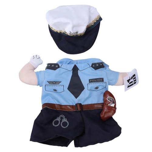 Generic Disfraz de policía vertical de poliéster para mascotas, para gatos y perros