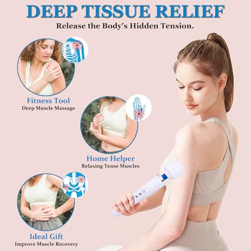 Image of Wand Massager for Women - Cordless High-Frequency Handheld Body Massager with 10 Rhythmic Modes - Ergonomic Back & Shoulder Tension Relief - Splash-Proof Personal Wellness Essential (Porcelain)