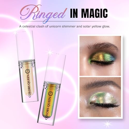 Image of Colors Queen Multichrome Liquid Eyeshadow Combo Pack of 2 | Highly Pigmented | Lightweight | Quick Drying | Long Lasting, Smudge Proof & Waterproof Eyeshadow (Ringed in Magic, 3.6g)
