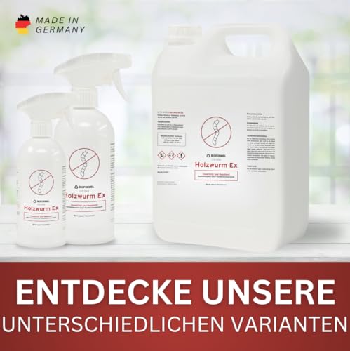BIODELTA Holzwürmer-Ex Spray - Holzwürmer vertreiben - Holzwurmmittel mit Langzeitschutz - Woodworm treatment - Schluss mit Holzwürmer (500ml) - Indoor & Outdoor geeignet