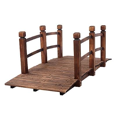 Kcelarec Wooden Garden Arch Bridge Footbridge Decorative Backyard Bridge with Double Safety Railings Outdoor Lawn Pond Bridge Walkway for Garden Yard