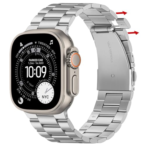 Suphart No Tool Needed Straps Compatible with Apple Watch Strap 49mm 46mm 45mm 44mm 42mm, Detachable Metal Replacement Bands for iWatch Ultra 3/2/1 Series 11 10 9 8 7 6-1 SE (Silver)