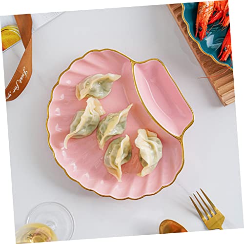 Plato dividido de cerámica para salsa y dumplings miniatura 3