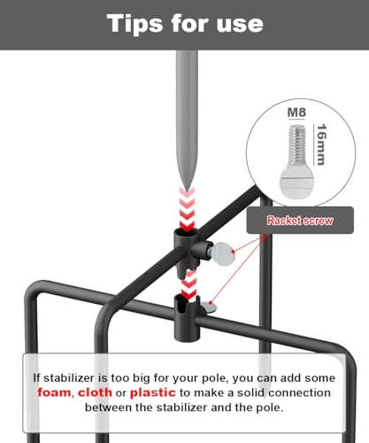 Image of Garbuildman Pole Stabilizer Stand Base with 4 Prongs for Outdoor Bird Feeder Pole, In-Ground Support Applies to 0.31 inch to 0.74 inch Shepherds Hook, Black, 1 Pack, Measure Before Purchase