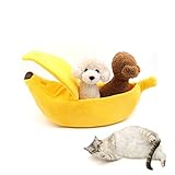 SEIS Winter Cat Banana Bed Dog House Warm Boat Pet Sleep Nest Cotton Cushion Coral Fleece Dog Pad Cat Mat (XL)