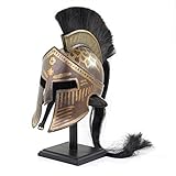 Antique Medieval Era Warrior Helmet with Black Display Stand | Barbuta Crusader Knight Templar Armour Greek Steel Centurion Helmet | Halloween LARP (Tribal Brown)