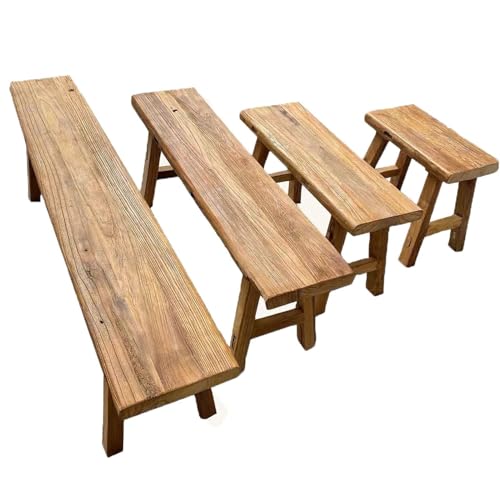 Wooden Bench Indoor, Rustic Farmhouse Narrow Entryway Bench, Natural Solid Wood End of Bed Benches, for Dining Room, Kitchen Hallway Bedroom(80 * 26 * 45cm)
