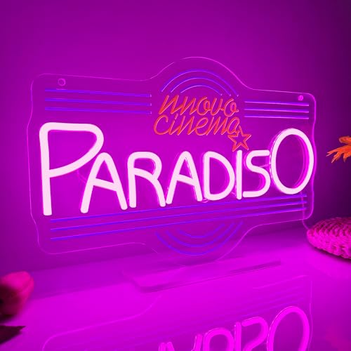 Image of Allball Cinema Paradiso Neon Sign, LED Theater Neon Light USB Powered Dimmable, for Home Cinema Movie Night Party Decor, Movie Lover Gift(15.7 * 10.2 In)