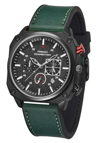 Image of French Connection Chronexis Black Dial Chronograph Watch for Men - FCB19BNL
