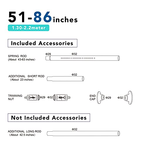 Umimile Tension Shower Curtain, Spring Shower Tension Curtain Rod, Closet Rod, for Windows or Shower, Rust Resistant Easy to Install