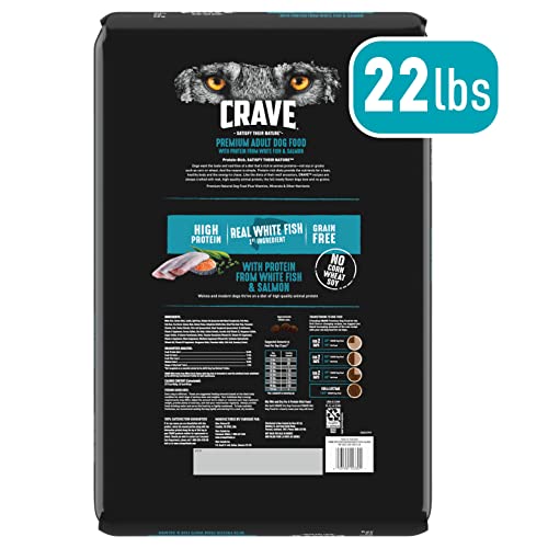 Crave Grain Free High Protein Adult Dry Dog Food, White Fish & Salmon, 22 Lb. Bag #TOP1