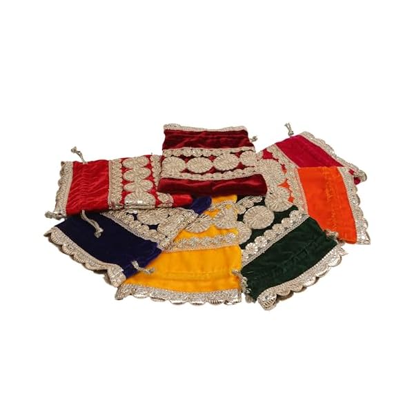 Dulhan DLC Foil Embroidery Velvet Potli set of 25 pc potli combo for Wedding return gifts, Traditional drawstring pouch potli for dry fruits, Bridal potli bag for ladies. - Image 5