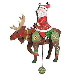 Hallmark Keepsake Christmas Ornament 2021, Pull-String Moose with Santa, Wood Hallmark Keepsake Christmas Ornament 2021 Pull String Moose with Santa Wood