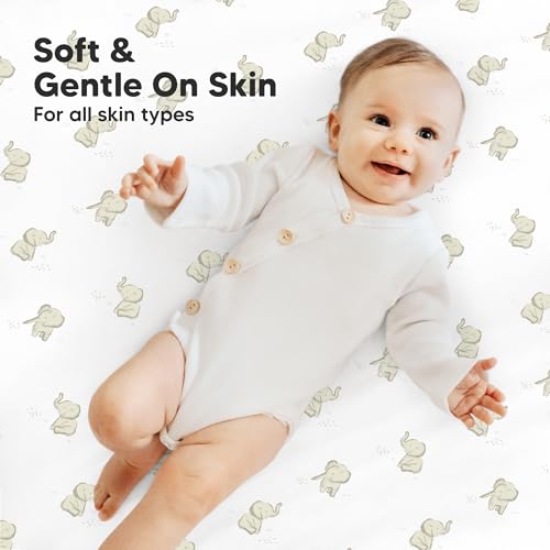 Image of 2-Pack Mini Crib Sheets Fitted, 38x26 Pack N Play Mattress Sheets (Elly) | Organic Cotton Sheets for Pack and Play Mattress, Soft, Breathable Playard Bedding Sheet, Mini Toddler Bed Cover, Boys, Girls