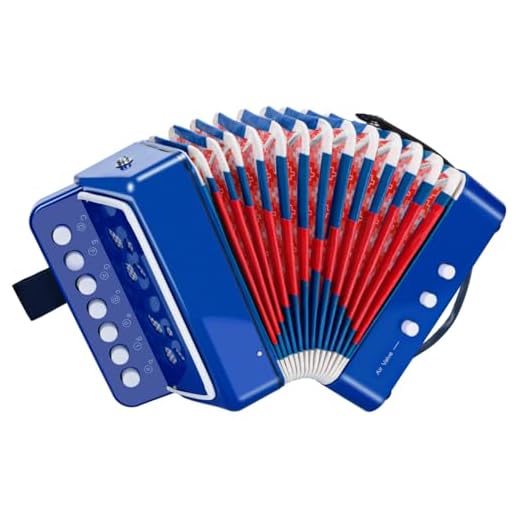Acordeón Infantil, Acordeón de 10 teclas con correas, Instrumento musical de acordeón regalo para principiantes, Acordeon instrumento musical adultos y niños de más de 3 años, Azul