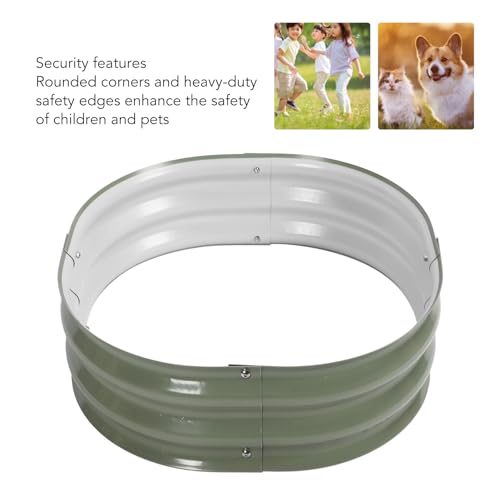 Raised Garden Bed, Corrugated Metal Raised Garden Beds Galvanized Planter Garden Boxes Oval Large Metal Planter Box Planters For Outdoor Plants For Gardening Vegetables, Fruits