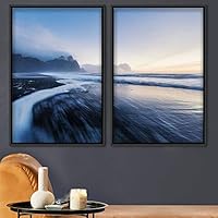 2 Piece Framed Canvas Wall Art Coastal Beach Canvas Prints Home Artwork Decoration for Living Room,Bedroom - 16