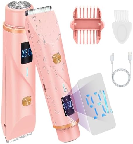 Pink Electirc Razor Electric Razors Bikini Trimmer for Women,Dual Head Electric Shaver with ...