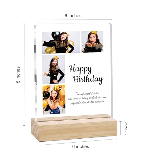 Image of Giftplease Personalized Happy Bithday Photo Plaque with Photo | Custom Friendship Gift with Wooden Stand | Best Friend Birthday Keepsake for Him or Her CS 02