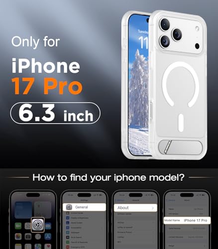 Image of Designed for iPhone 17 Pro Case, [Built-in Invisible Kickstand][Compatible with MagSafe][Military Grade Shockproof] Slim Translucent Matte Phone Case 6.3 inch (Clear Matte)