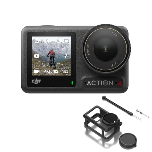 DJI Osmo Action 4 Standard Combo - 4K/120fps Waterproof Action Camera with a 1/1.3-Inch Sensor, Stunning Low-Light Imaging, 10-bit & D-Log M Color Performance, Long-Lasting 160 Mins, Outdoor Camera
