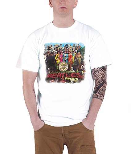 The Beatles Men's Sgt Pepper Vintage Print T-Shirt, White, XX-Large