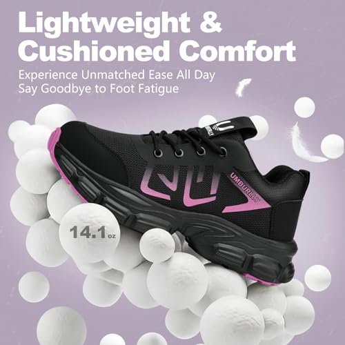 Image of Hogent Steel Toe Shoes for Men Lightweight Comfortable Non Slip Work Shoes Women Puncture Proof Safety Sneakers for Industrial Construction & Daily Life