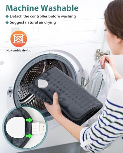 Large Size Heating Pad for Back Pain Relief, Cramp and Arthritis,40" X 76"CM Double Flannel, Auto Shut Off, Electric Heating Pads with 9 Heat Settings Grey