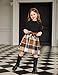 Arshiner Girls Dresses Long Sleeve Rib Knit Plaid Patchwork Belted Dress with Pockets Black/Brown Plaid Kids 8