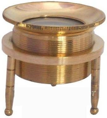 Nautical Chart Magnifier ~ Tripod Magnifying Glass In Brass