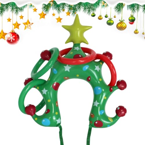 クリスマス輪投げゲーム - 家族の木輪投げ帽子 - インタラクティブパーティーゲーム 充気式玩具用品 子供大人家族向け 屋内屋外学校用