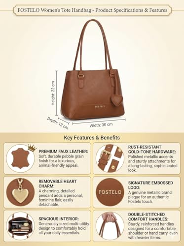 Image of Fostelo Women's Zita Luxe Tote Handbag for Women | Hobo Bag for Work | Ladies Purse | Stylish Shoulder Bag | Gift For Women