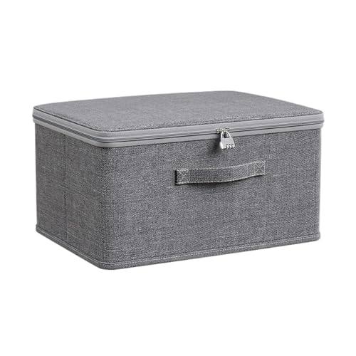 Genérico Caja de Almacenamiento con Cerradura – Organizador de Tela con Tapa Estructura de Cartón | Baúl Seguro para Ropa, Juguetes, Snacks Artículos del Hogar | Caja con Cerradura – Hogar y Armario