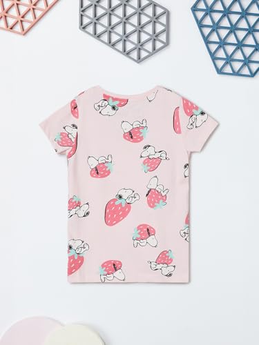 Max Girl's Half Sleeves Round Neck Cotton Snoopy Print Sleepwear Set Pink - Image 3 thumbnail