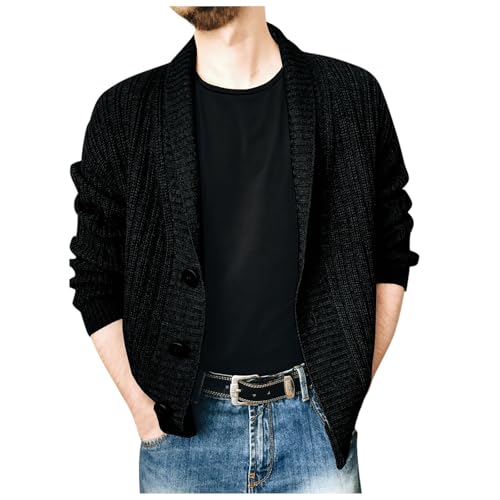 Suéter de punto hombre manga larga con botones y bolsillo lateral