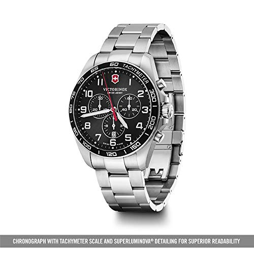 Victorinox Swiss Analog Watch for Men - Black Dial with Stainless Steel Bracelet, Stylish Wrist Watch for Business and Casual Wear - FieldForce Classic Chrono (42 mm) - Image 4