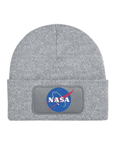 NIMAMA Mütze Beanie NASA Wintermütze Statement Spruch Print Geschenk Unisex Strickmütze für Herren & Damen - Hellgrau