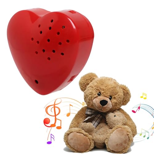 Heart Shaped Mini Voice Recorder for Stuffed Animals,60-Second Sound Box for Teddy Bear,Plush Toys Dolls Voice Recording Button for Custom Messages,Kids’ Recordable Sound Module for Valentine Gifts