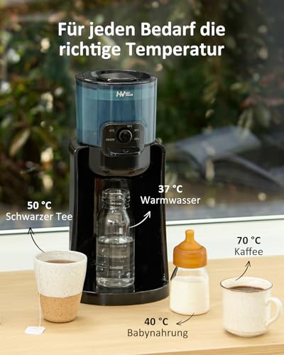 Flaschenzubereiter für Babys,Flaschenwärmer Baby,Instant Warmer,Wasserspender für Sofortige Herstellung von Formelflaschen,4 Temperaturen 72H Smart Thermostat, Heißwasserspender, Schwarz 5