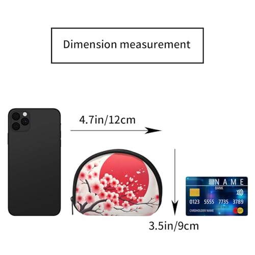 Portable Coin Purse Cherry-Blossoms-Sun-Japan Mini Zippered Money Pouch Card Holder2