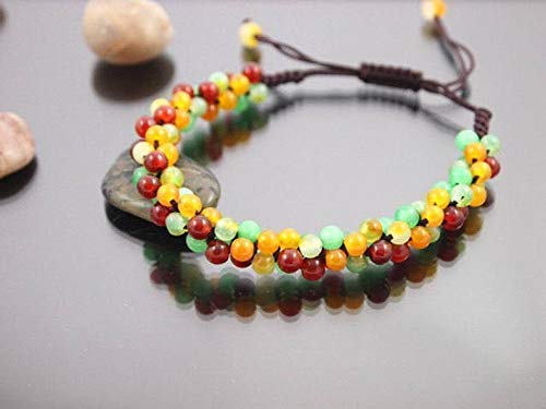 Jade Bracelet For Women And Men Adjustable Multicolor Genuine Red Jade Yellow Jade Bracelet Slide Band Good Luck Bracelet Gift For Graduation Back To School Teacher And August Birthday Gift #TOP4